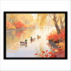 Autumn Ducks Lake Canvas Wall Art