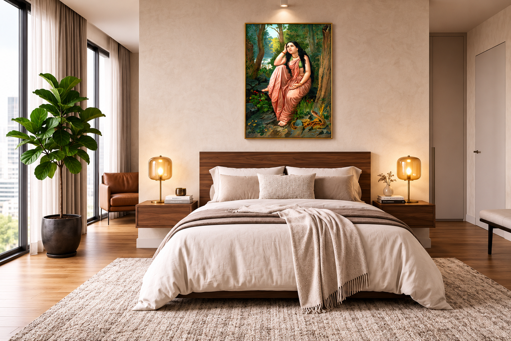 Damayanti in the Forest by Raja Ravi Varma Canvas Print