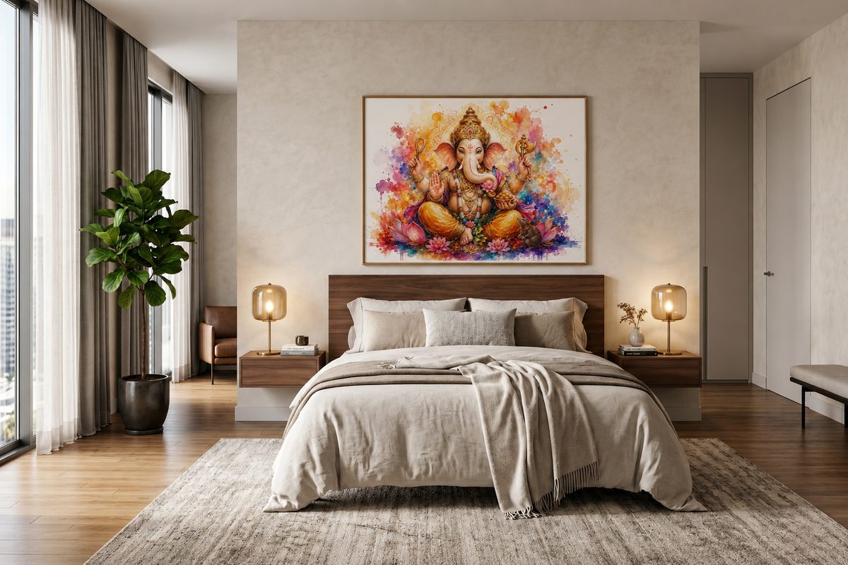Lord Ganesha Watercolor Canvas Wall Art