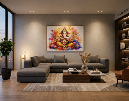 Lord Ganesha Watercolor Canvas Wall Art