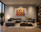 Lord Ganesha Watercolor Large Canvas Wall Art