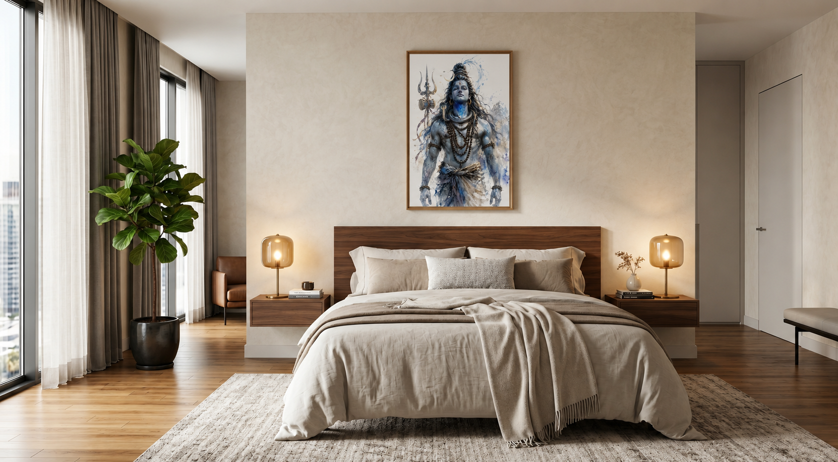 Lord Shiva Meditation Large Canvas Wall Art