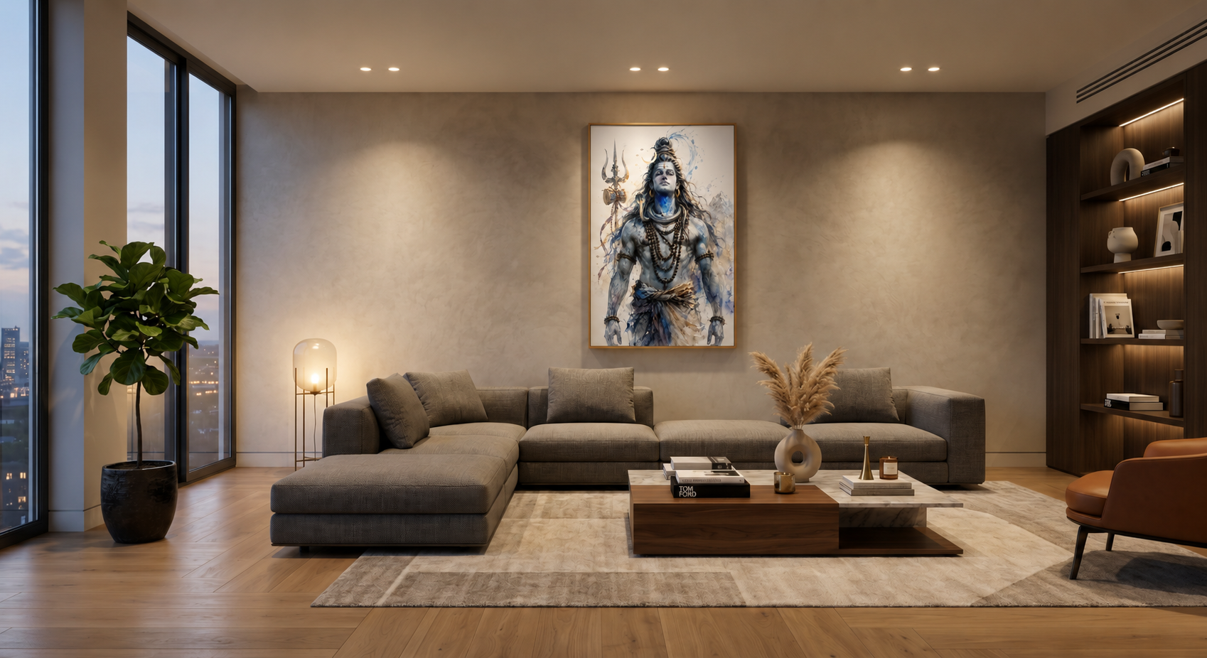 Lord Shiva Meditation Large Canvas Wall Art