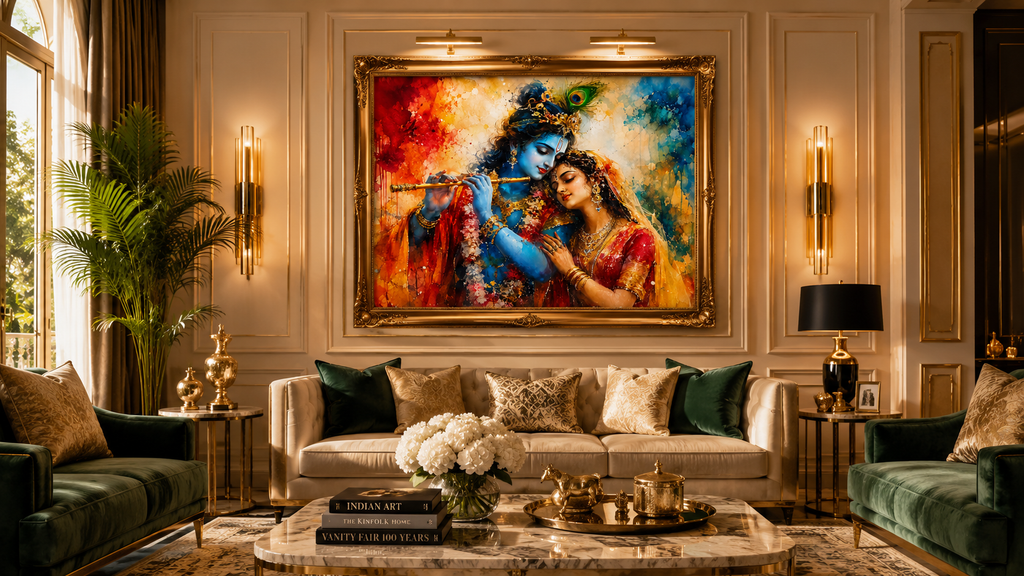 Radha Krishna Large Canvas Wall Art