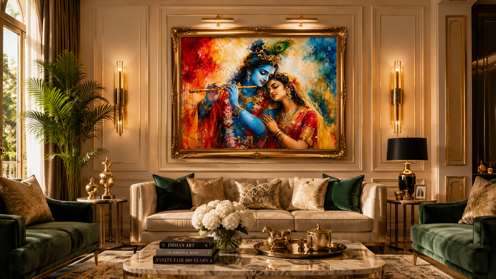 Radha Krishna Large Canvas Wall Art