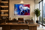 Aatman ARTHaus White Horse Abstract Canvas Wall Art