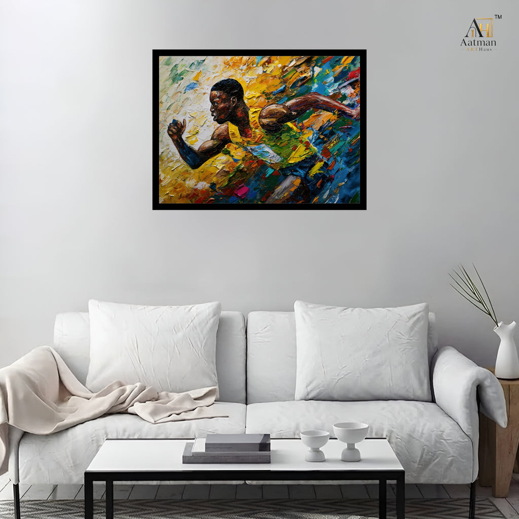 Abstract Running Athlete Canvas Wall Art