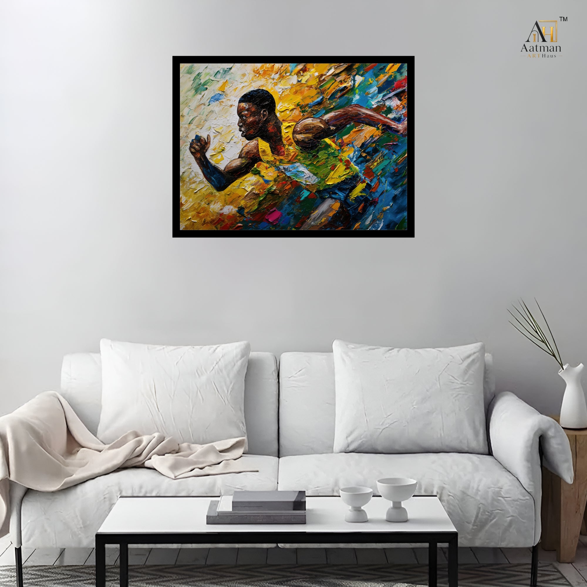 Abstract Running Athlete Canvas Wall Art