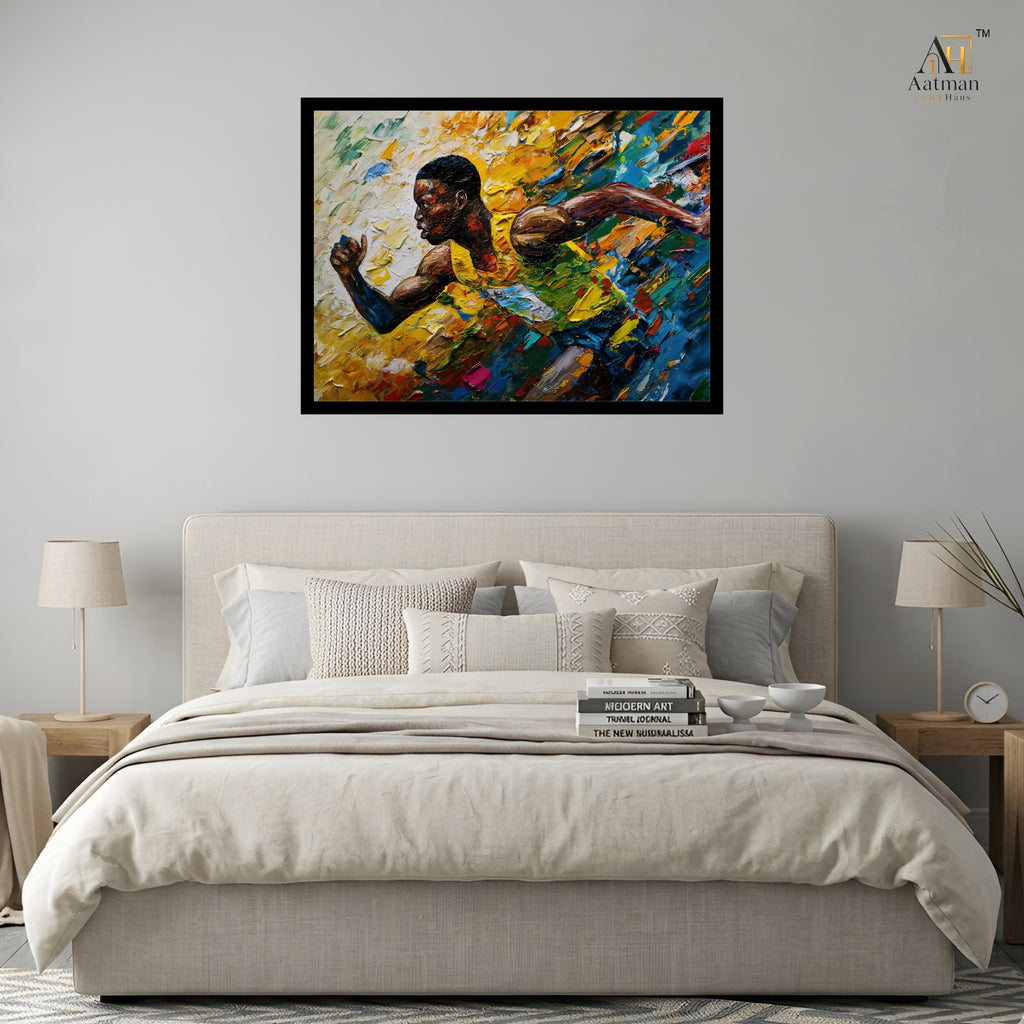 Abstract Running Athlete Canvas Wall Art