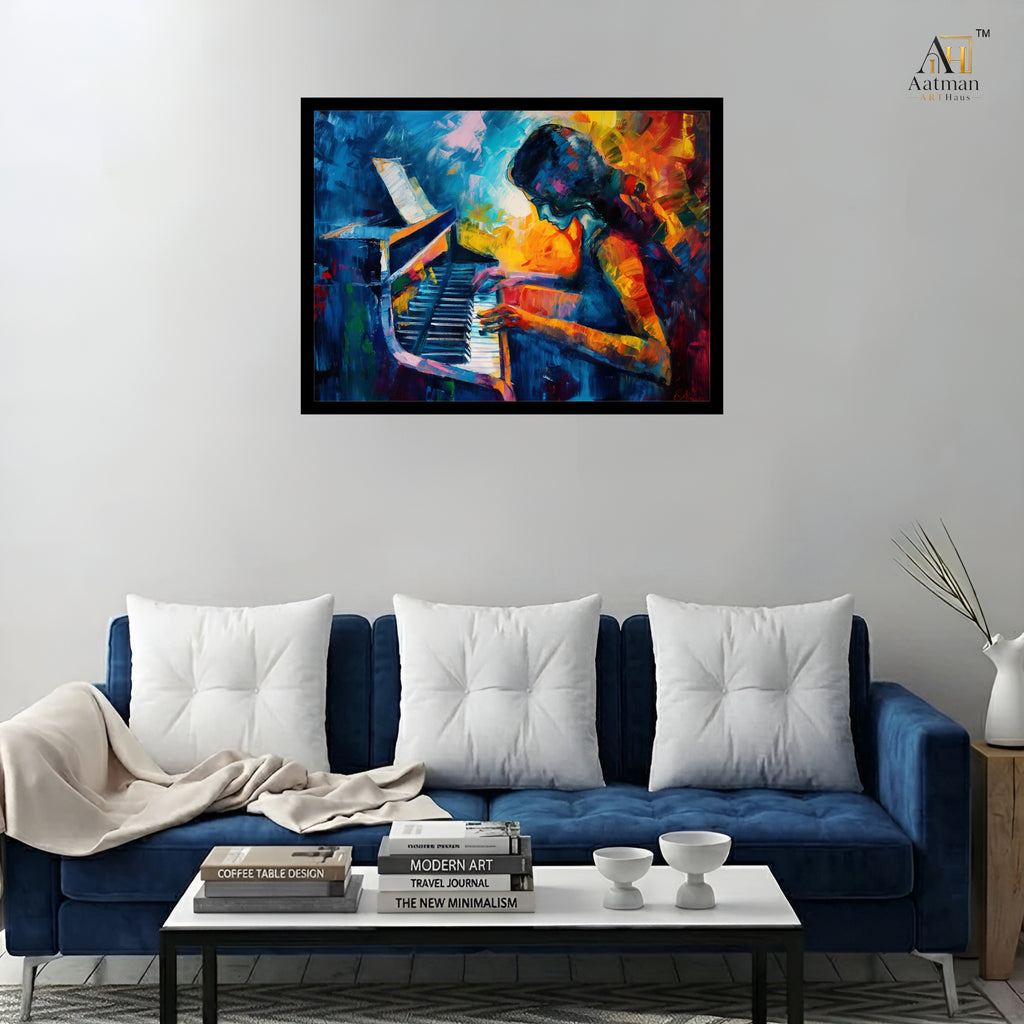Abstract Piano Player Canvas Wall Art