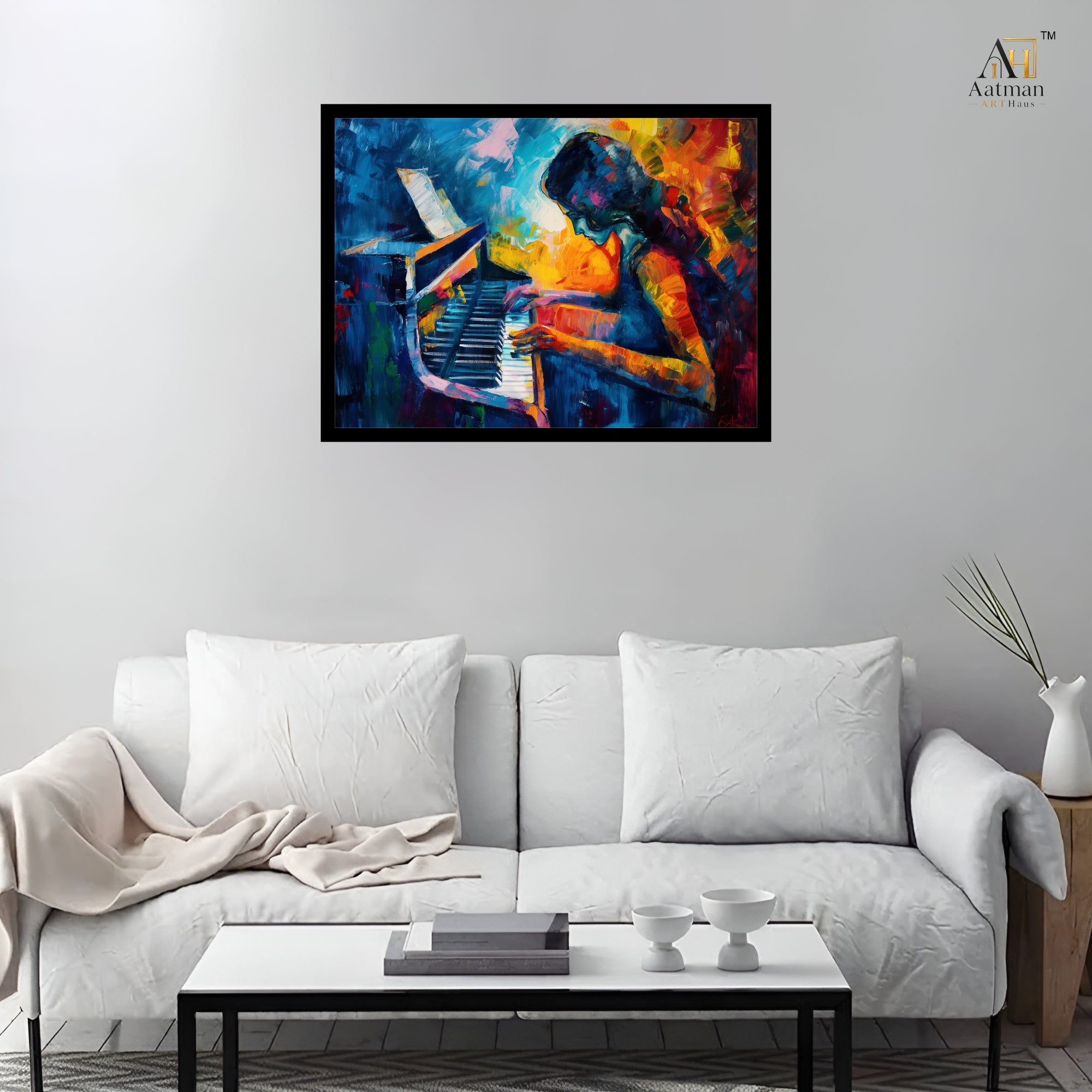 Abstract Piano Player Canvas Wall Art