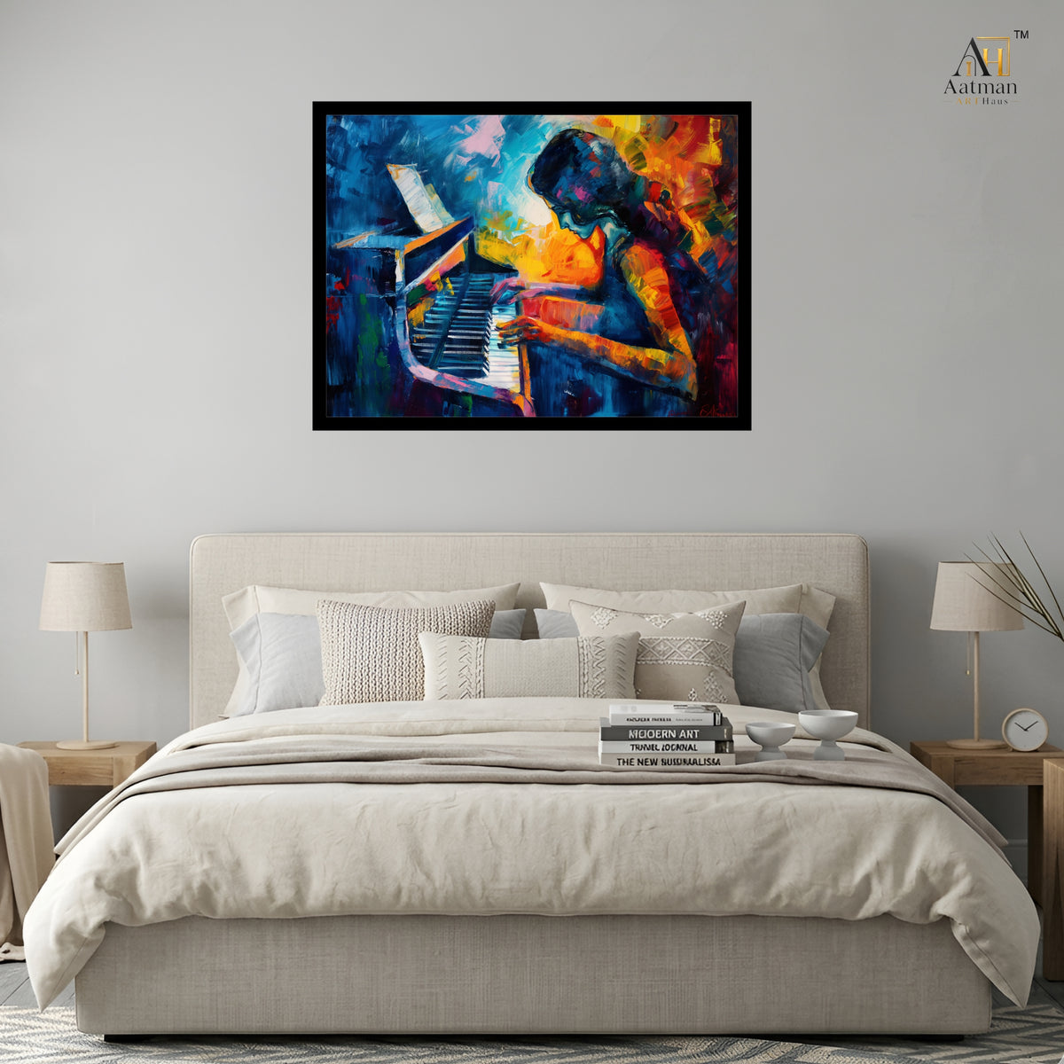 Abstract Piano Player Water Color  Premium Wall Art