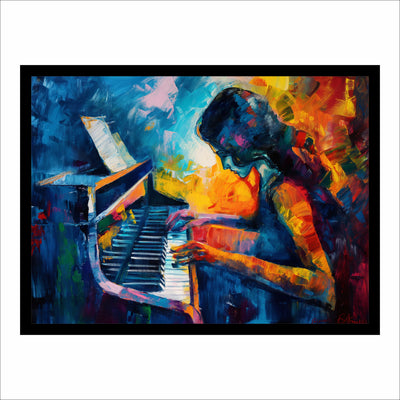 Abstract Piano Player Water Color  Premium Wall Art
