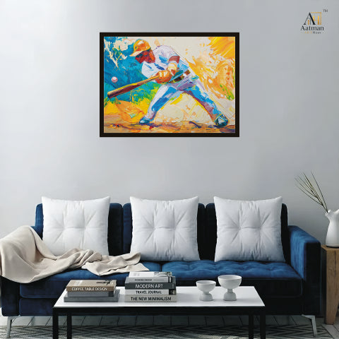 Baseball Player Abstract Premium Wall Art