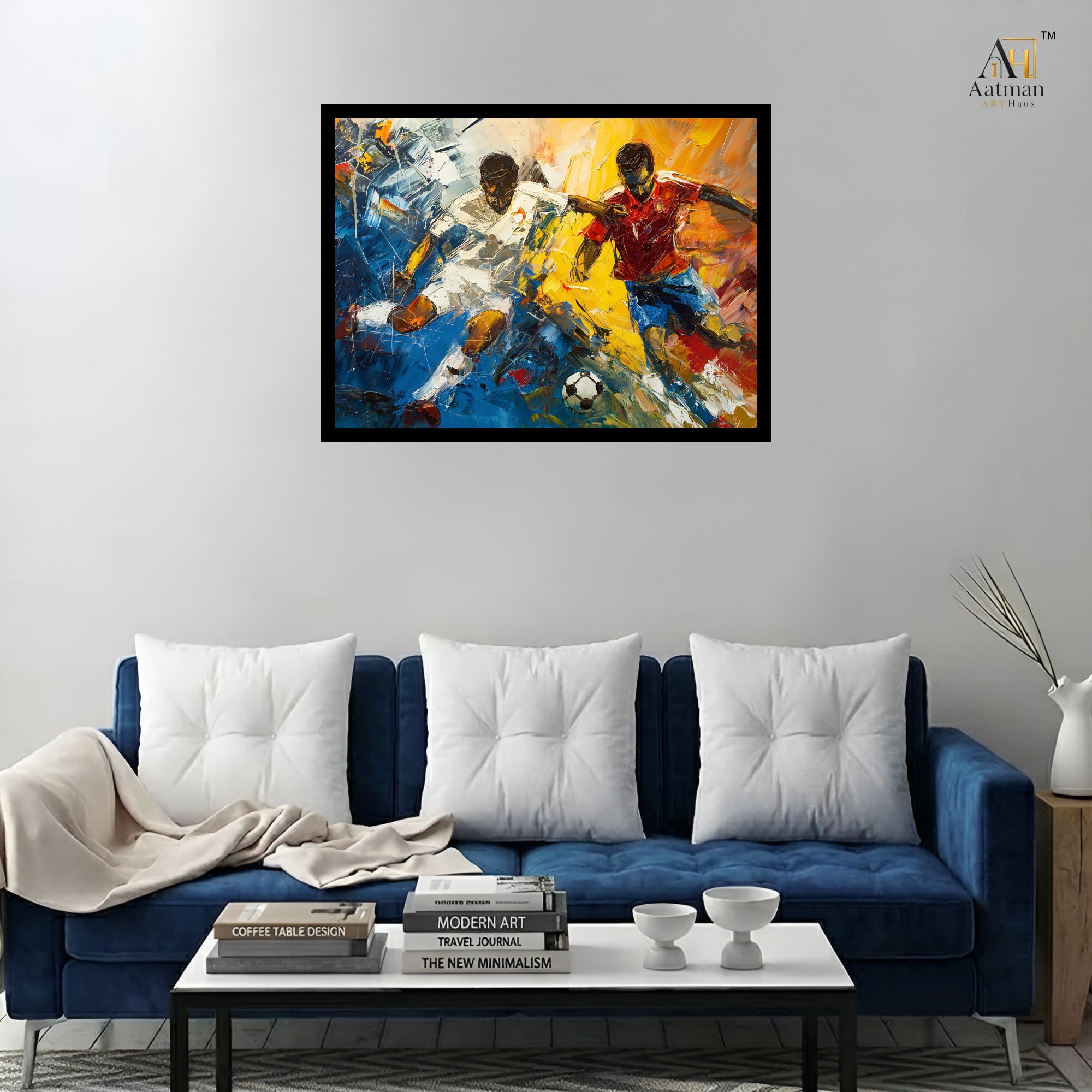 Football Players Abstract Premium Wall Art