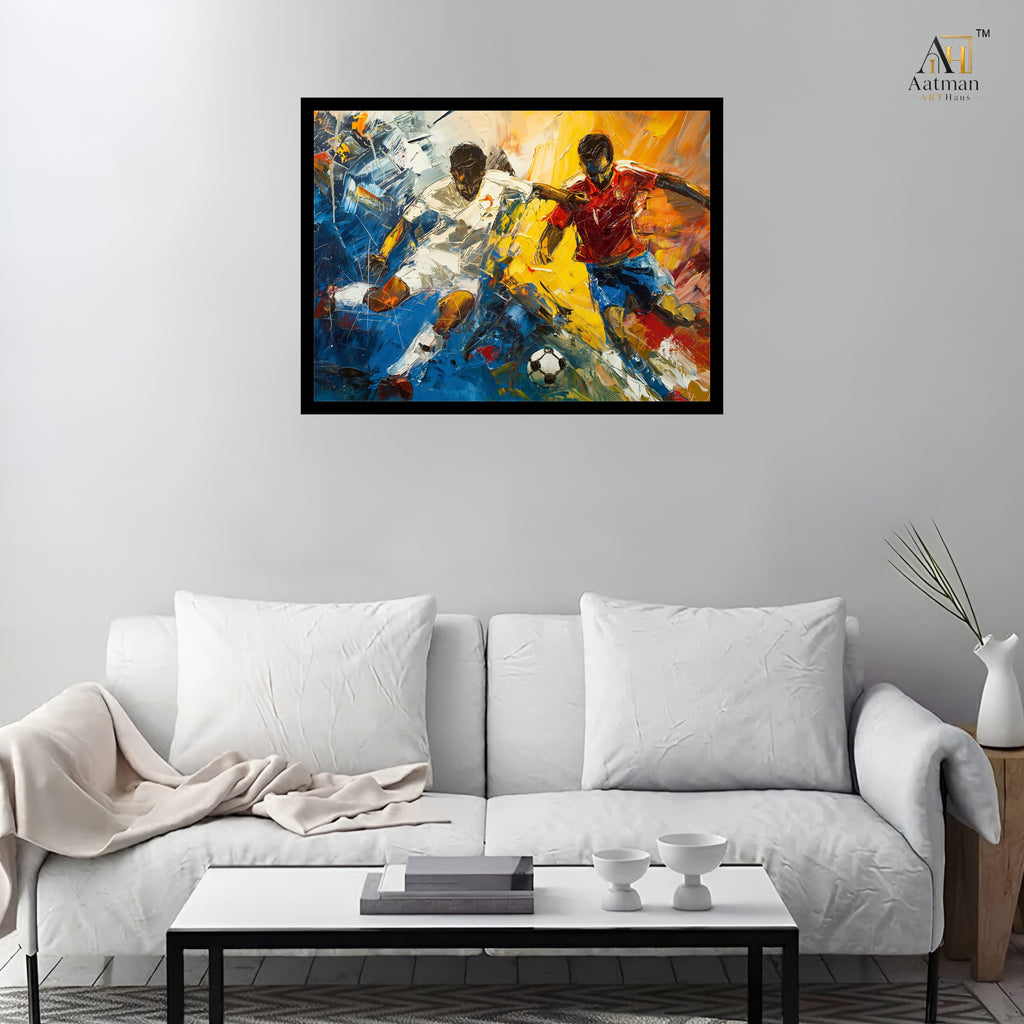 Football Players Abstract Canvas Wall Art