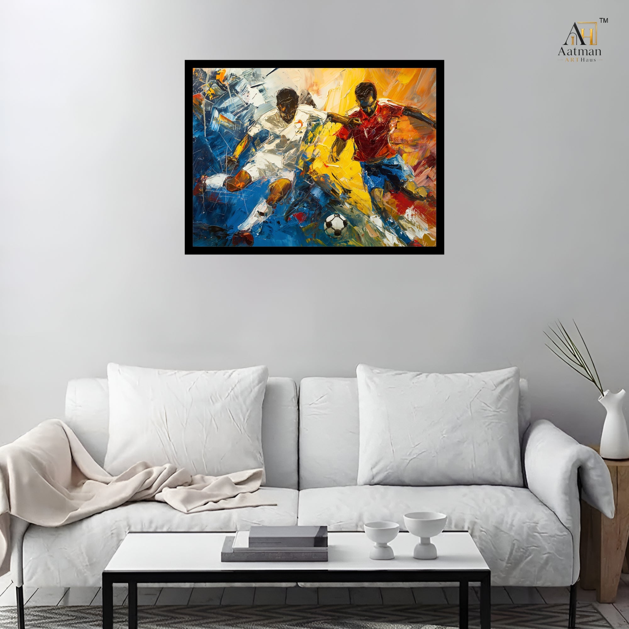 Football Players Abstract Canvas Wall Art