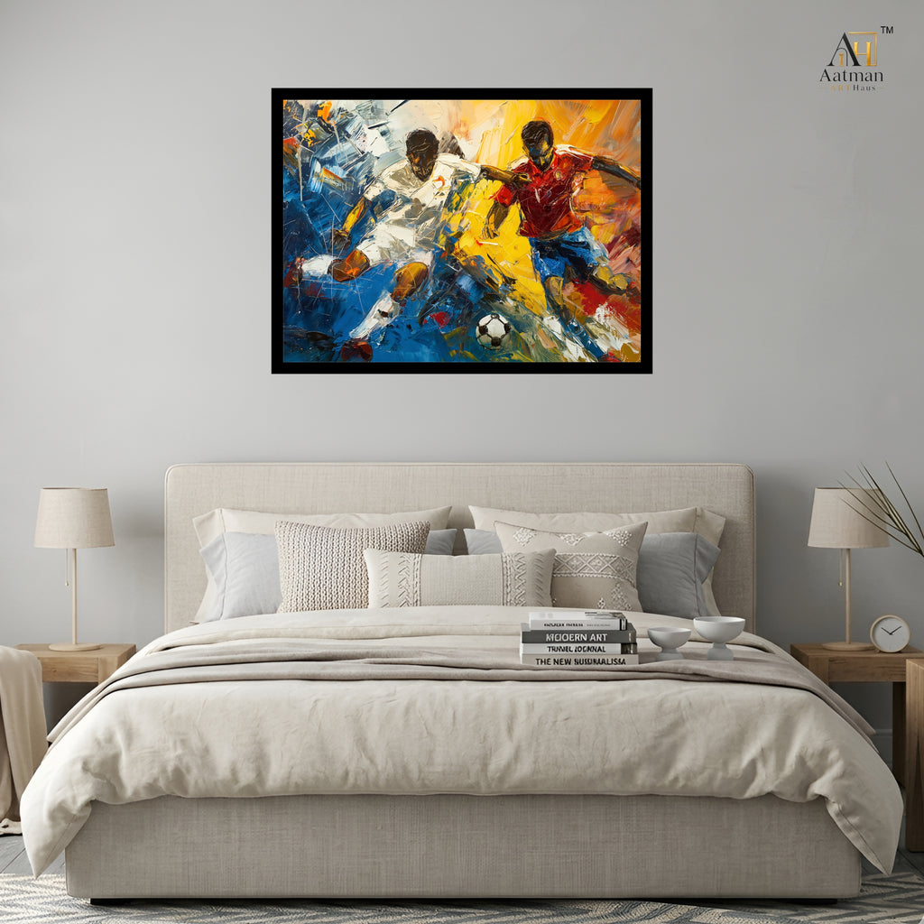 Football Players Abstract Canvas Wall Art