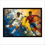 Football Players Abstract Canvas Wall Art