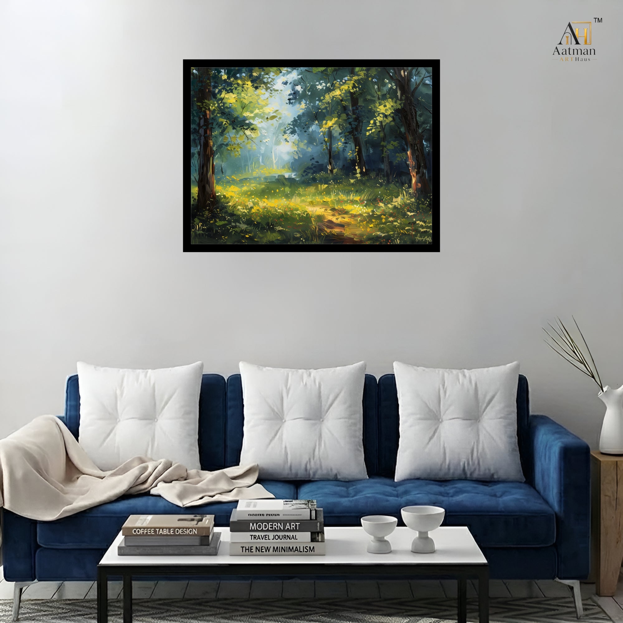 Sunlit Forest Water Color Premium Wall Art