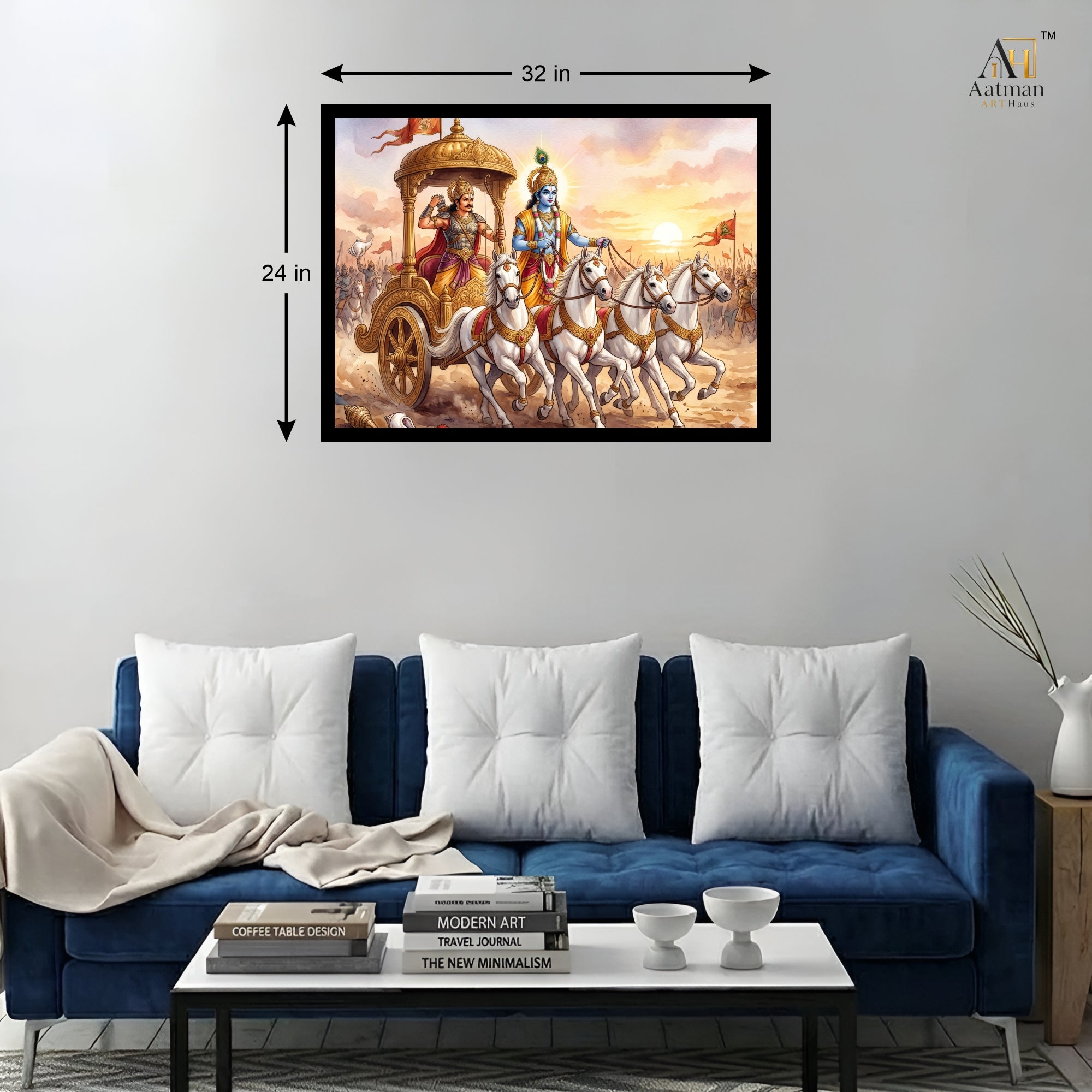 Bhagavad Gita Krishna & Arjuna Canvas Wall Art