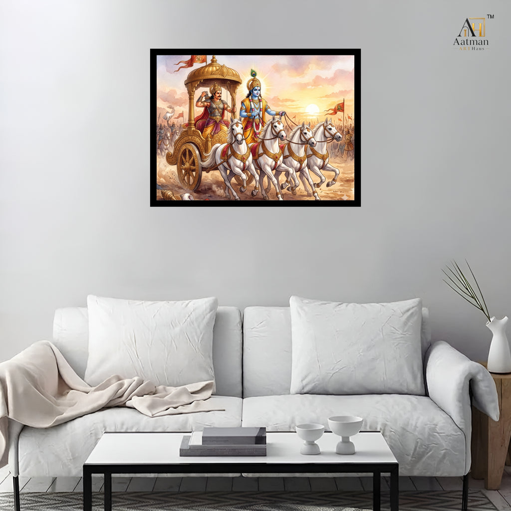 Bhagavad Gita Krishna & Arjuna Canvas Wall Art