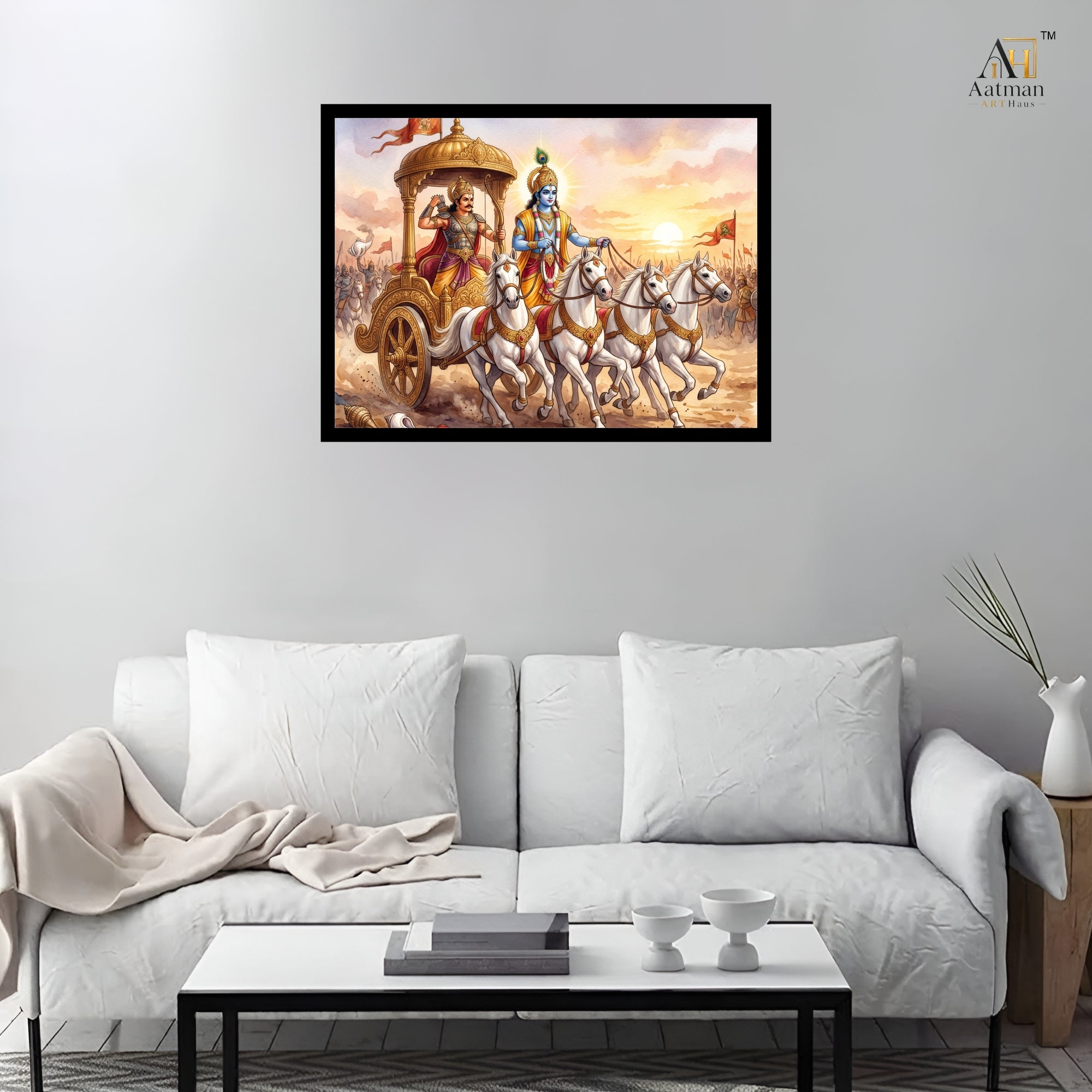 Bhagavad Gita Krishna & Arjuna Canvas Wall Art