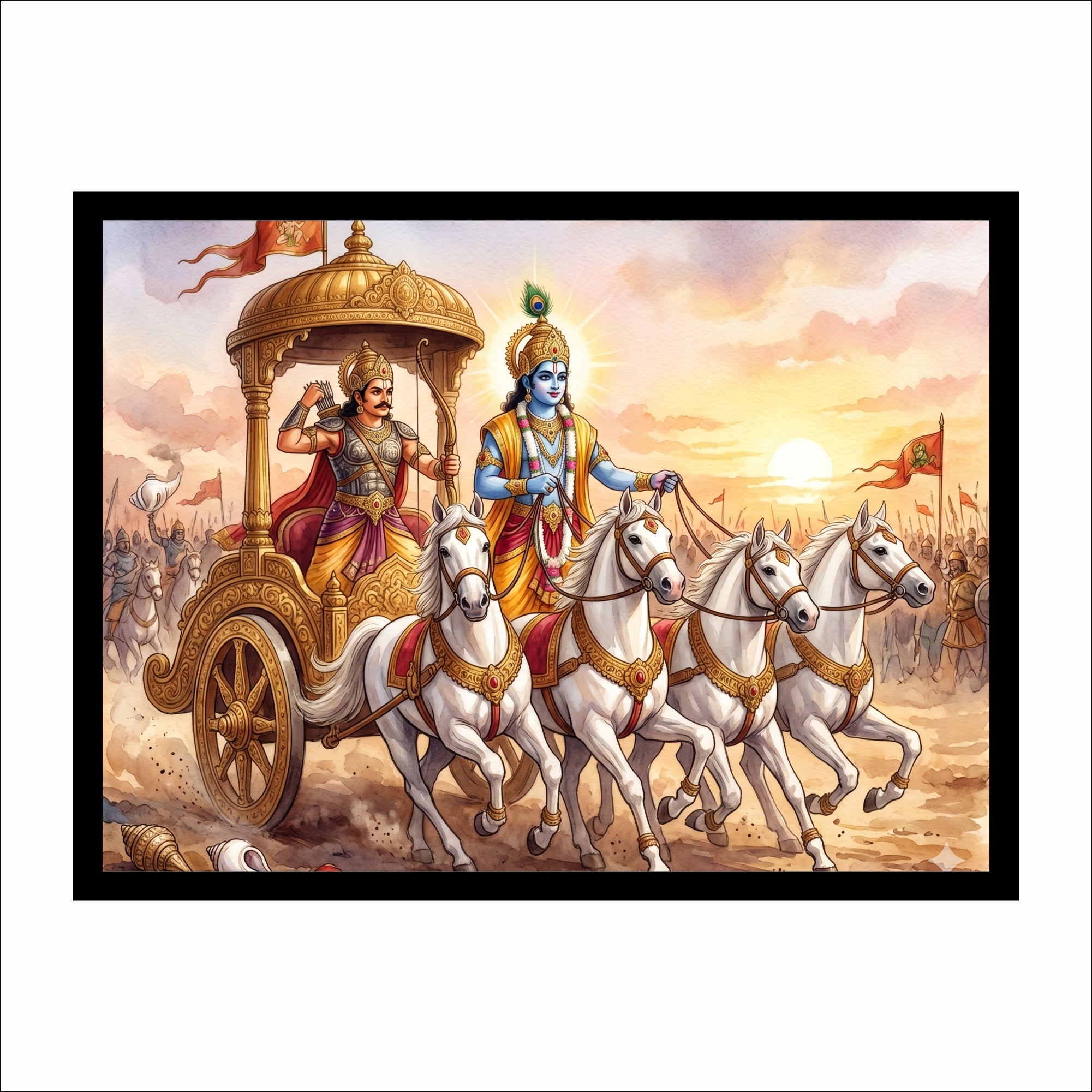 Bhagavad Gita Krishna & Arjuna Premium Wall Art