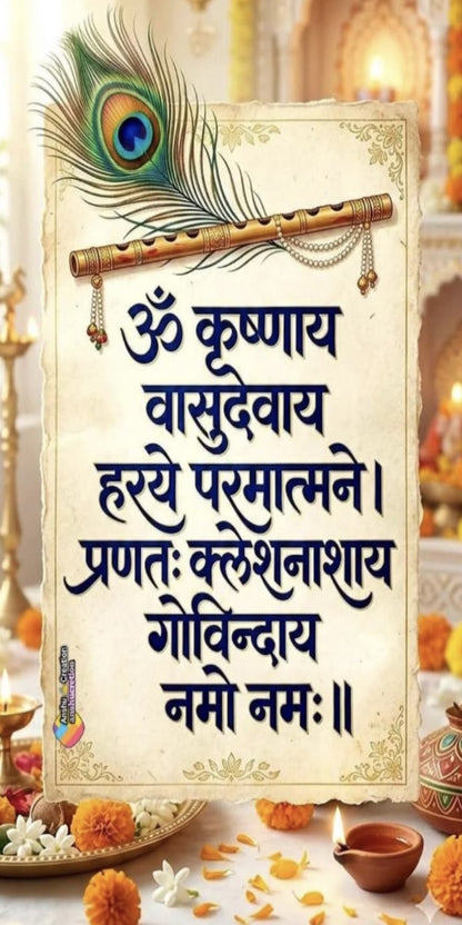 Sacred Krishna Shloka Wall Decal – Premium Self-Adhesive Vinyl (12 × 24 Inches)