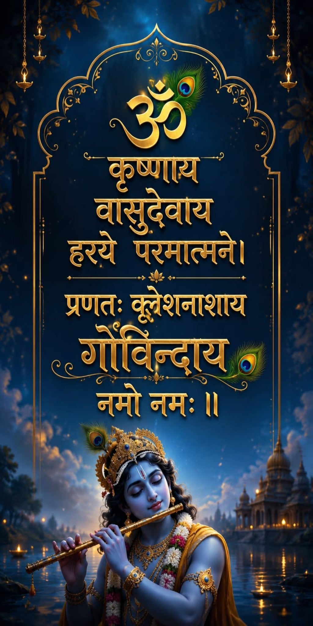 Sacred Krishna Shloka Wall Decal – Premium Self-Adhesive Vinyl (12 × 24 Inches)