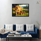Lioness & Cubs Canvas Wall Art