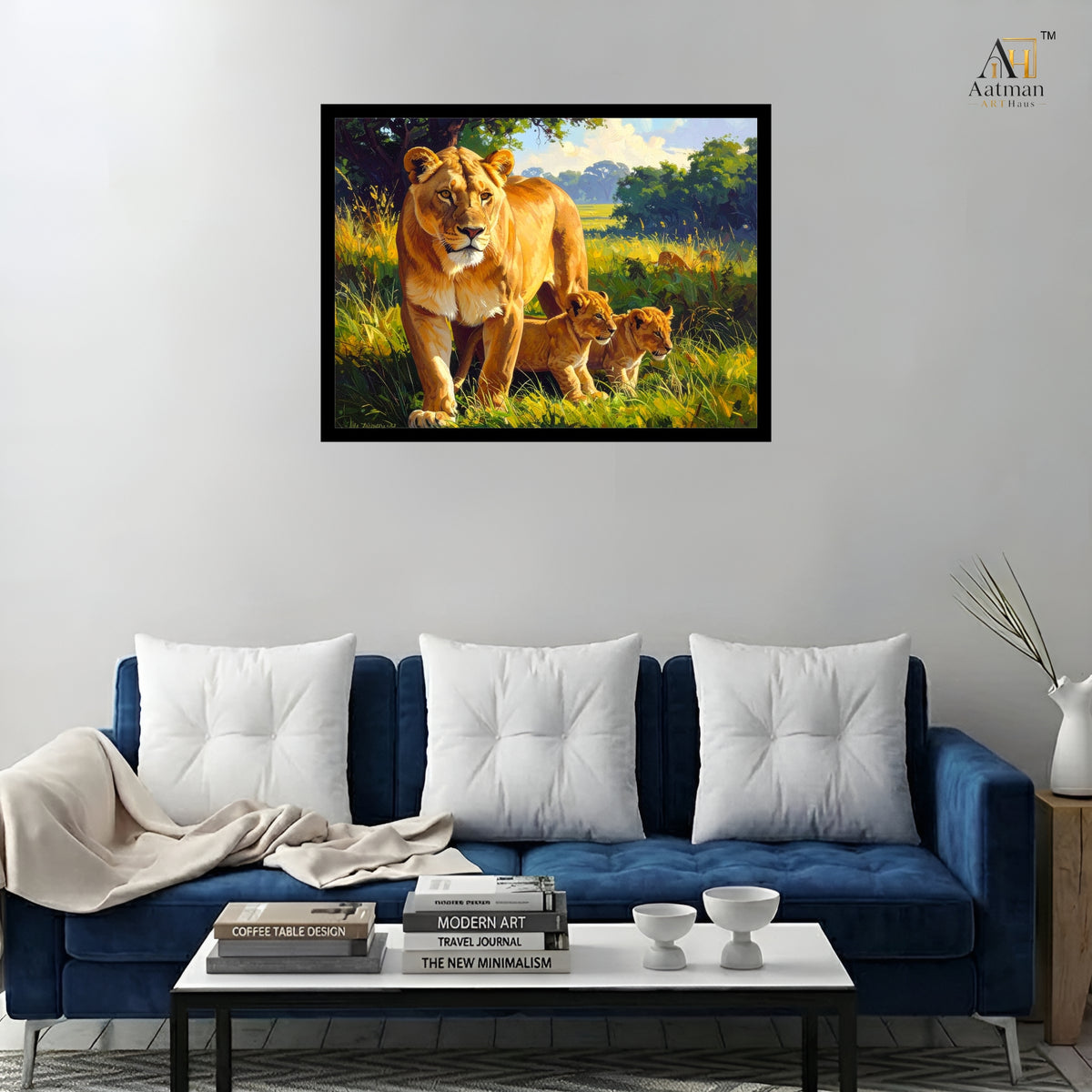 Lioness & Cubs Premium Wall Art