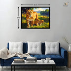 Lioness & Cubs Canvas Wall Art