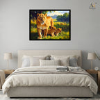 Lioness & Cubs Canvas Wall Art