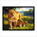 Lioness & Cubs Canvas Wall Art