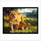 Lioness & Cubs Canvas Wall Art