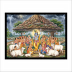 Lord Krishna Govardhan Canvas Wall Art