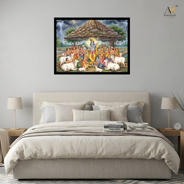 Lord Krishna Govardhan Large  Wall Art