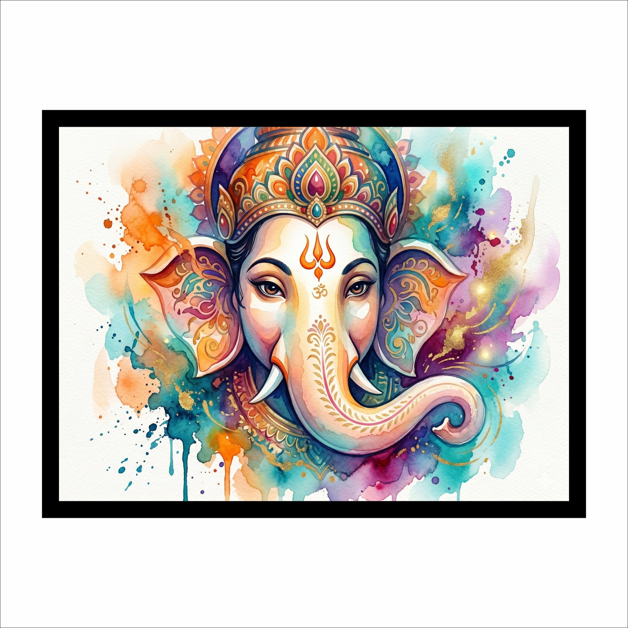 Lord Ganesha Water Color Wall Art