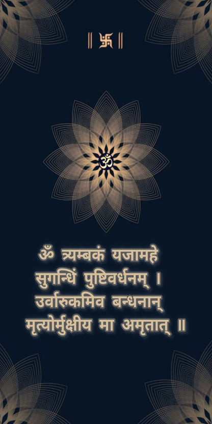 Sacred Mahamritunjay Mantra Wall Decal – Premium Self-Adhesive Vinyl (12 × 24 Inches)