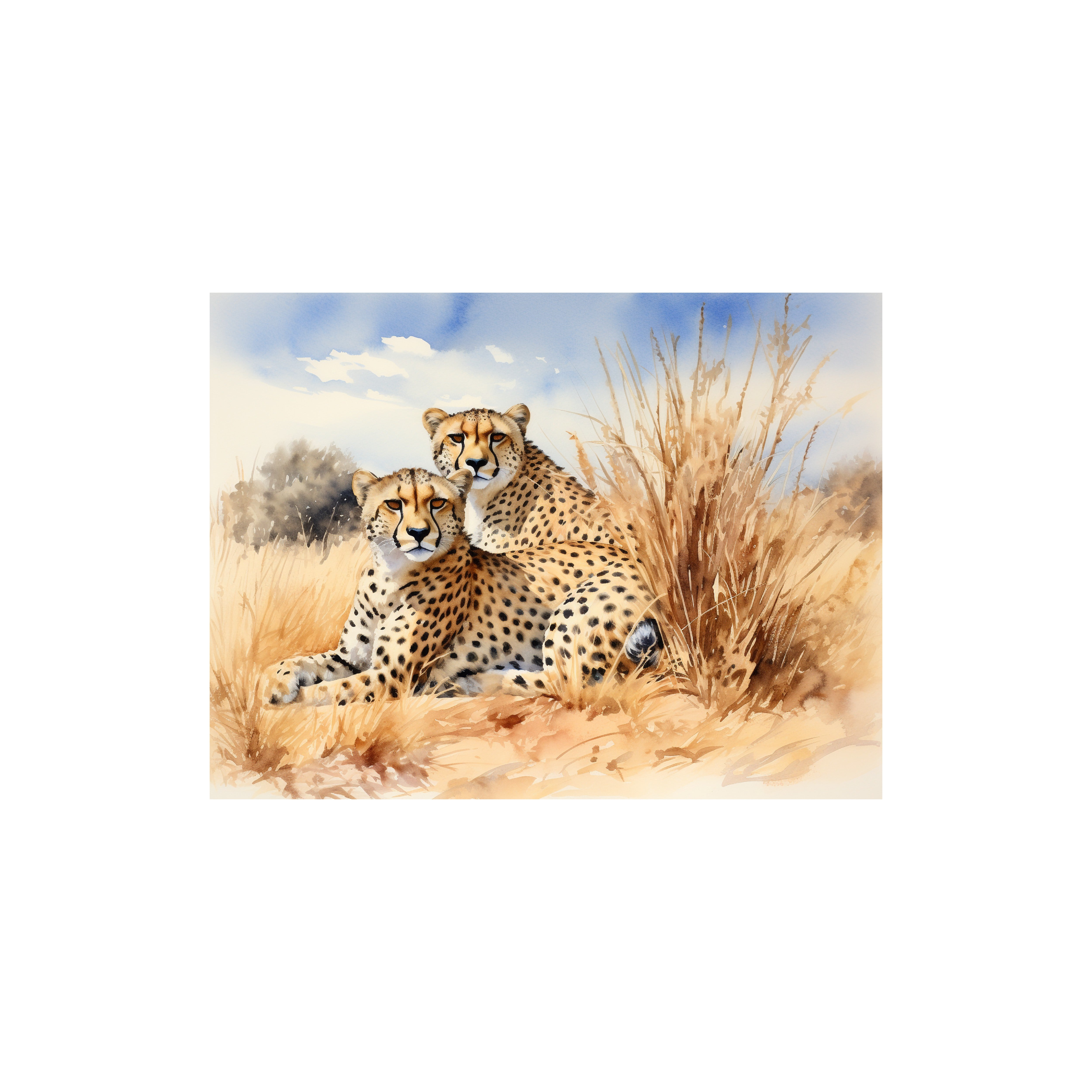 Watercolor Cheetah Pair Canvas Wall Art