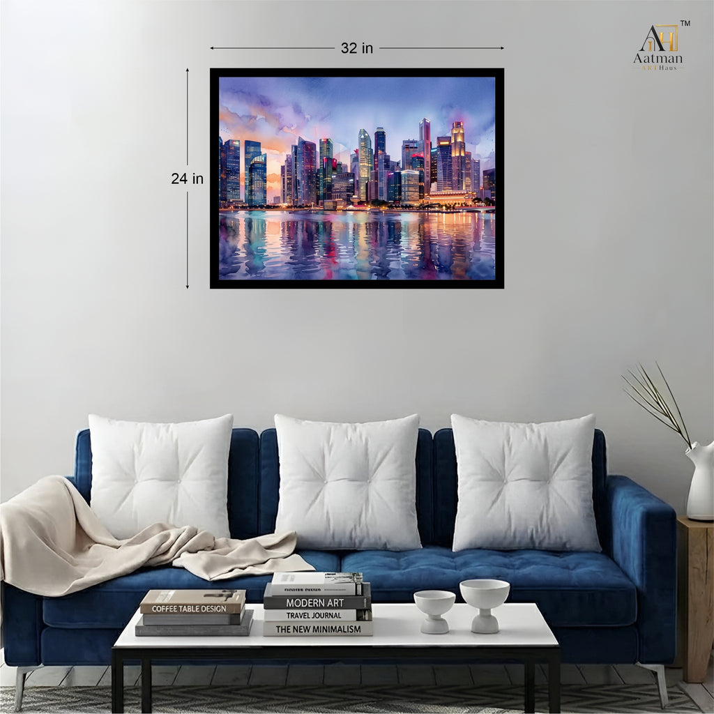 Modern City Skyline Wall Art Canvas Print
