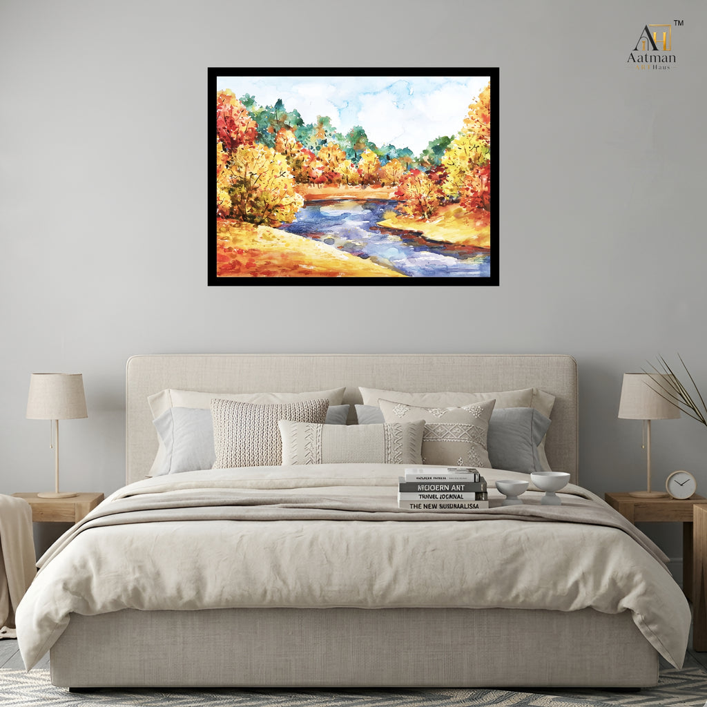 Autumn River Landscape Wall Art