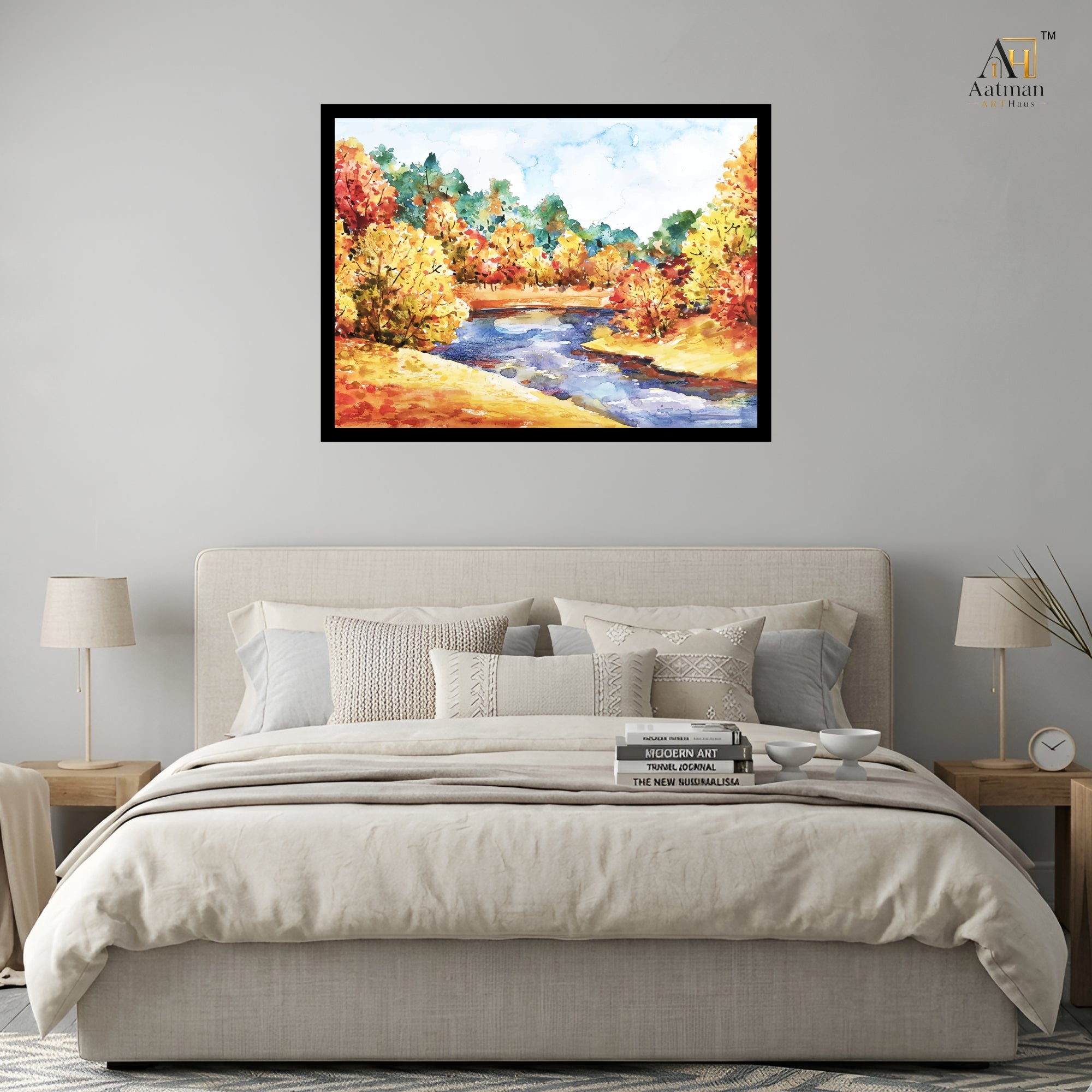 Autumn River Landscape Wall Art