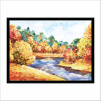 Autumn River Landscape Wall Art