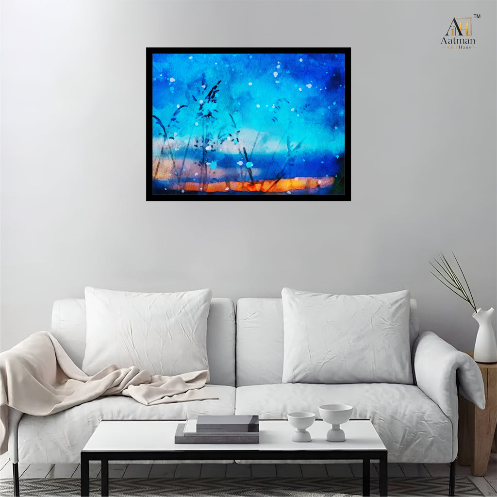 Abstract Blue Landscape Wall Art Canvas Print