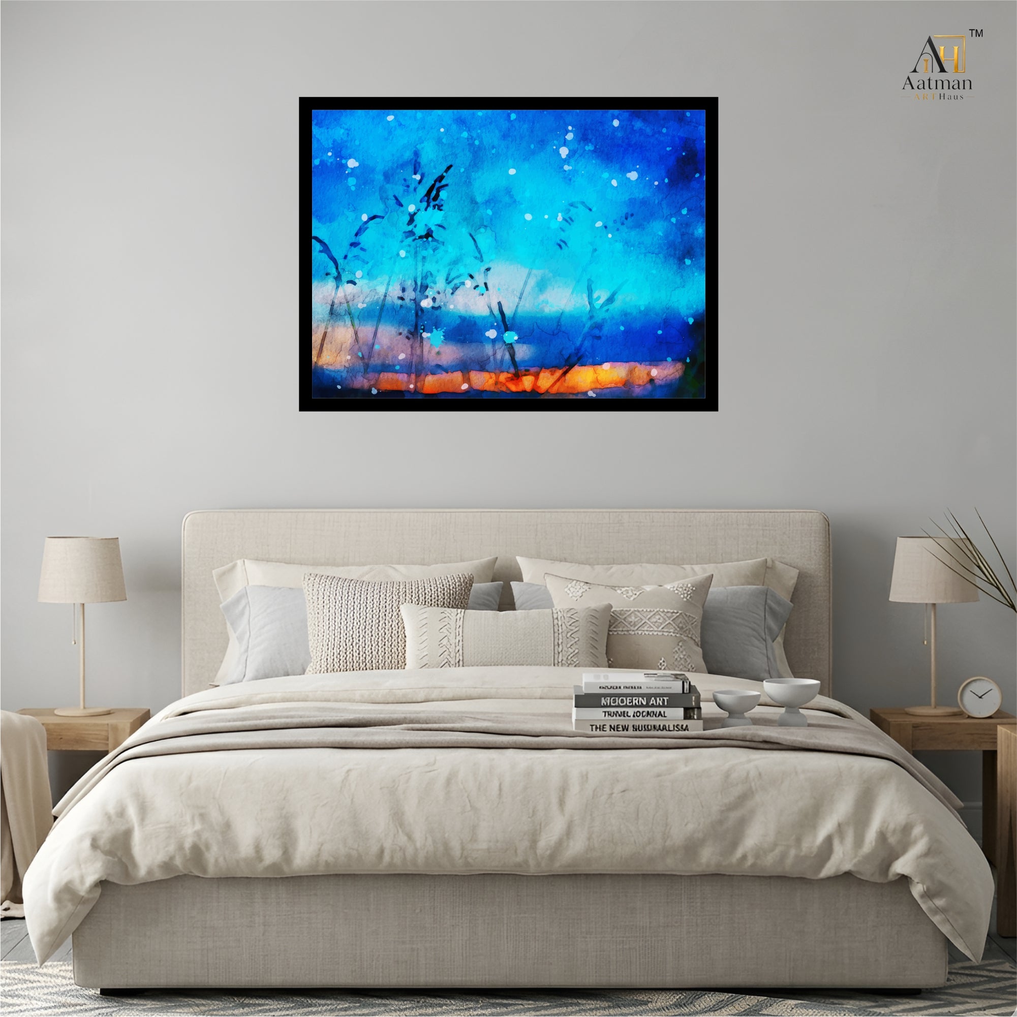 Abstract Blue Landscape Wall Art Canvas Print