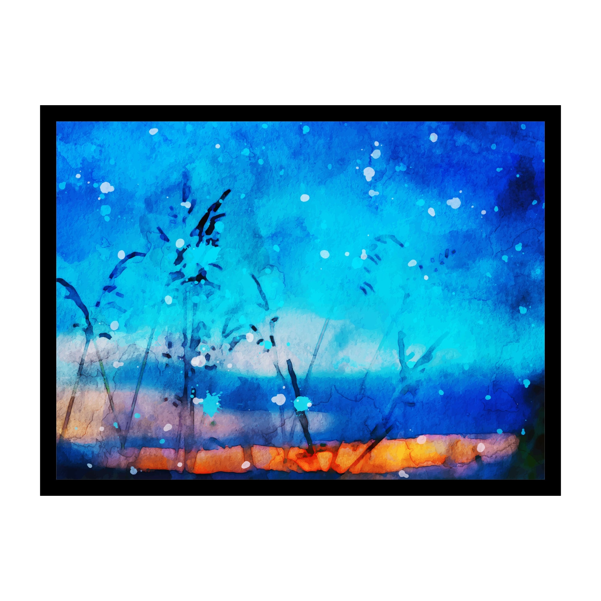 Abstract Blue Landscape Wall Art Canvas Print