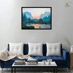 Misty Mountain Sunrise Landscape Wall Art