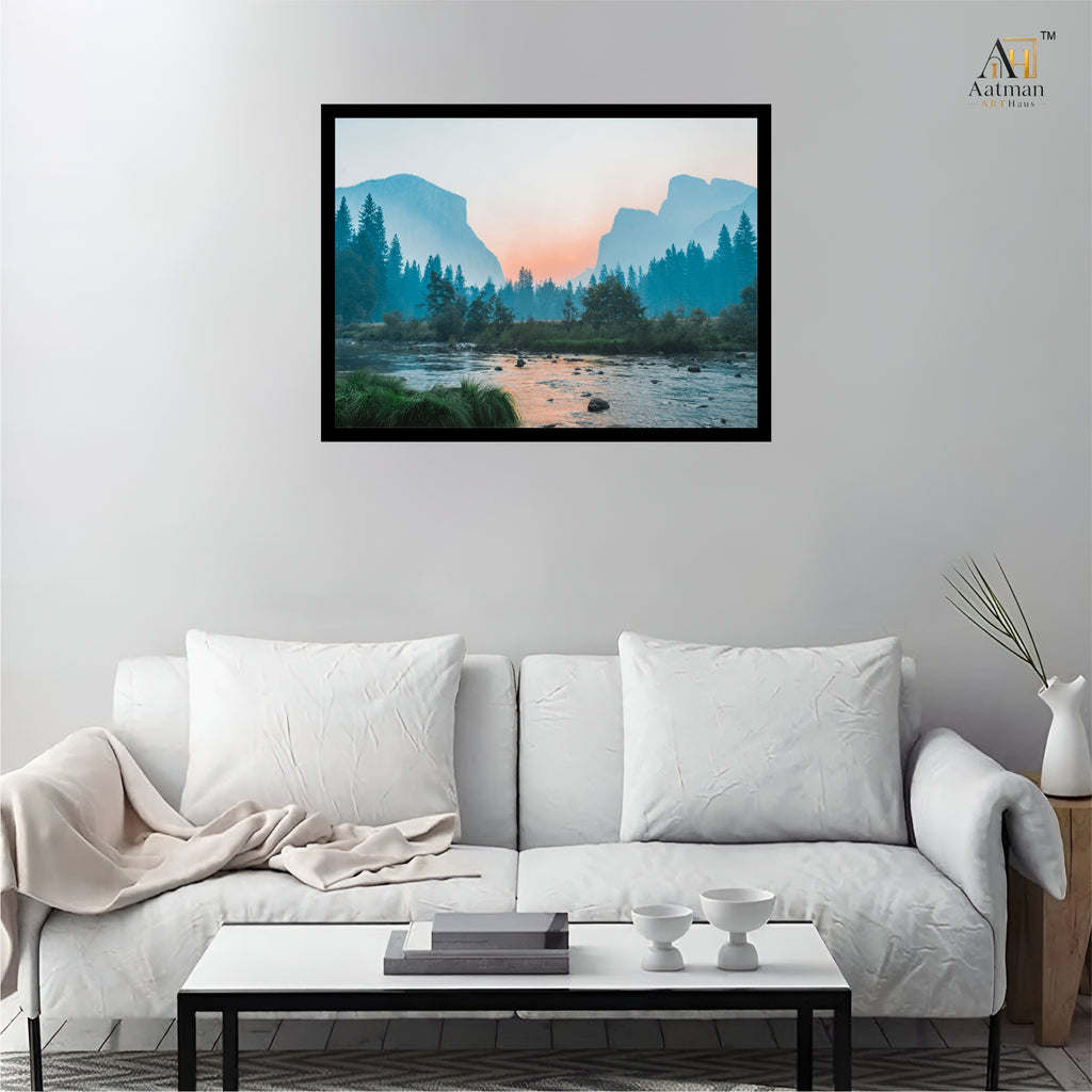Misty Mountain Sunrise Landscape Wall Art